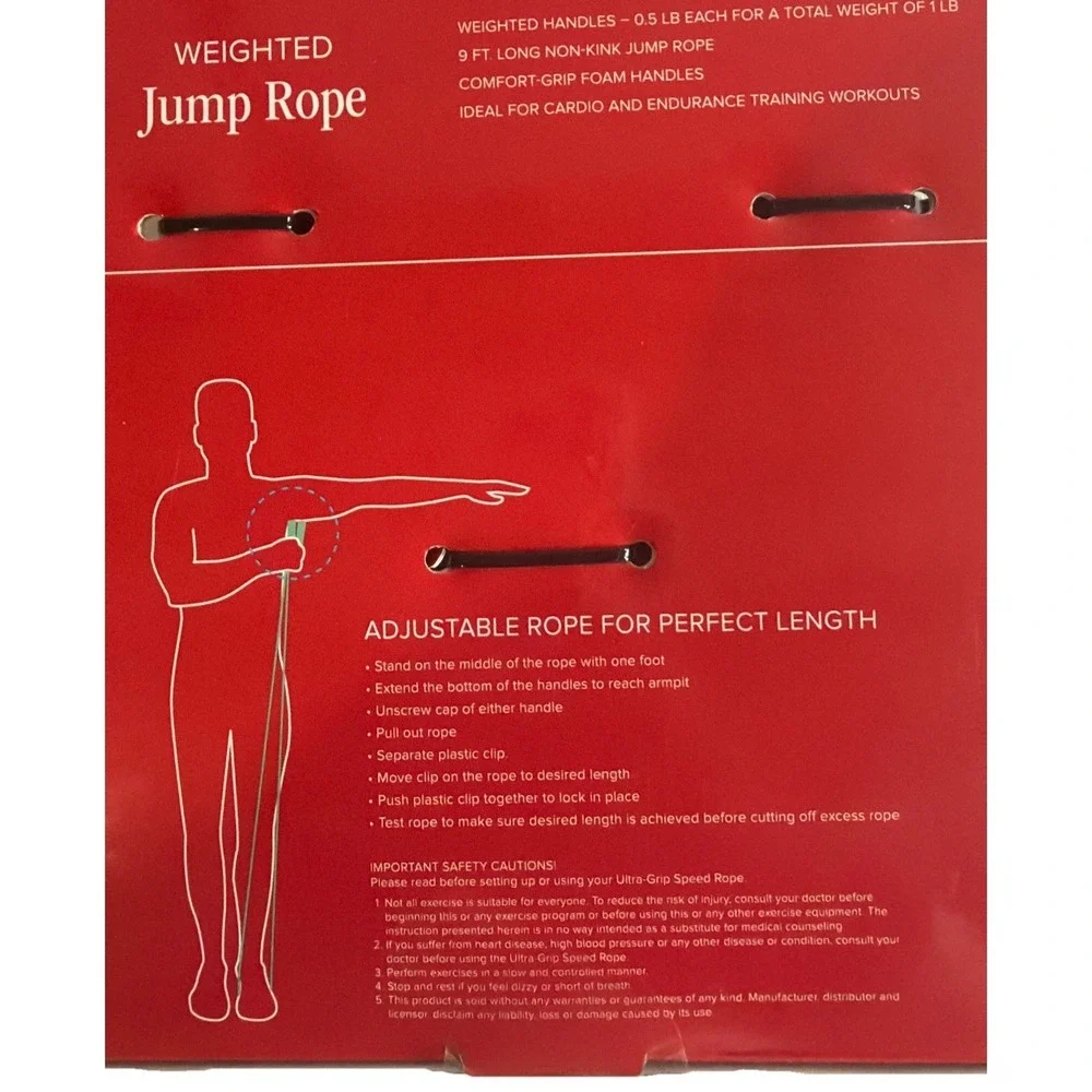 New Balance Weighted‎ Jump Rope Red 9ft Adjustable 1lb Foam Handles Cardio Gym - Picture 2 of 3